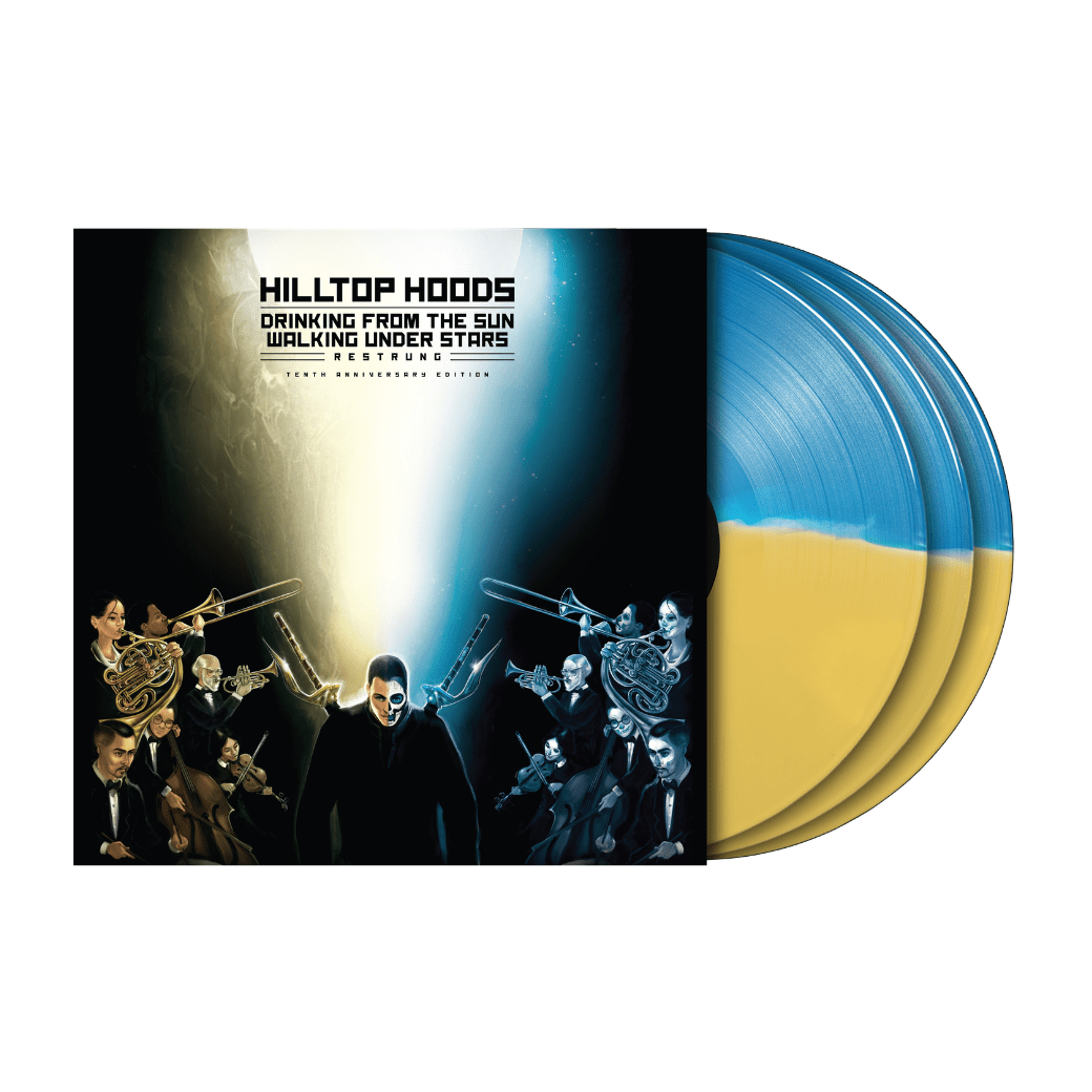 Hilltop Hoods - Drinking from the Sun, Walking Under Stars Restrung (10 Year Anniversary Edition) - Half Blue & Half Yellow {vinyl LP}