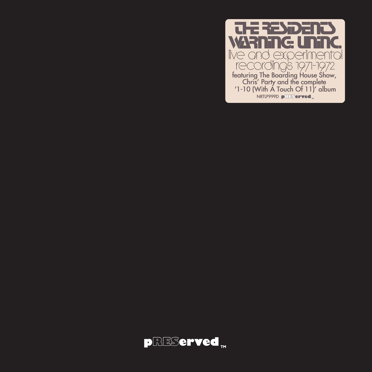 The Residents – Warning: Uninc. Live And Experimental Recordings 1971-1972 2LP (RSD Exclusive 2022)