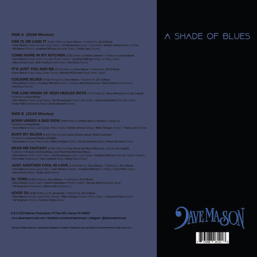 Dave Mason - A Shade of Blues - Blue LP (Colored Vinyl, Blue, Gatefold Lp Jacket)